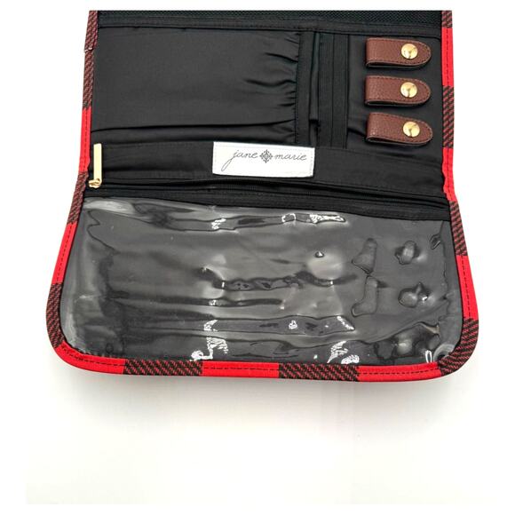 Jane Marie Jewelry Organizer Travel Buffalo with Hanger Plaid Red Black - Picture 8 of 9